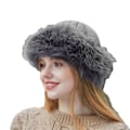 Miniatyrbillede 2 af 3: Damehat til vinter Kosak Russisk stil Hat Flurry Fleece Fisker Mode Varmt Hætte (Grå) Grey