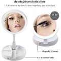 Miniatyrbillede 2 af 5: LED Foldbart Makeup Spejl med 1X/10X Forstørrelse, LED Lysende Dobbeltsidet Bordkosmetikspejl USB Lysende Spejl til Bord Skrivebord Badeværelse