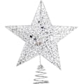 Miniatyrbilde 1 av 5: Sølv Metall Juletre Topper Glitrende Juletretopp Hallow Wire Star Topper for Julefest Hjemmedekorasjon, 8 Tommer silver