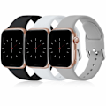 Miniatyrbillede 1 af 5: Pakke med 3 remme, kompatible med Apple Watch rem iWatch Series 8 7 6 5 4 3 2 1 SE Ultra, 38 mm/40 mm/41 mm-L, Sort/Hvid/Grå
