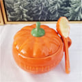 Miniatyrbillede 2 af 5: Halloween Keramisk Græskar Krus，Sød Græskar Kop, Keramisk Kaffe Kops, 350ml Te Kop med Låg（ske+kop） S