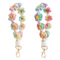 Miniatyrbilde 1 av 4: Håndlaget armbåndsnøkkelring med daisy-vev, armbåndslanyard i boho-stil, nøkkelring, B B