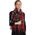 Miniatyrbilde 4 av 6: Vinterrutete skjerf for kvinner, kasjmirfølelse, lange varme sjal, pashmina-duskesjal, stola, Valentinsdagsgaver, skjerf, julegave Red