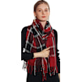 Miniatyrbillede 4 af 6: Vinter Tartan Tørklæde til Kvinder, Cashmere-lignende Tørklæder, Lange Varme Slå-om, Pashmina Kvast-sjal, Stola, Valentinsdagsgaver, Tørklæder, Julegave Red