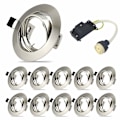 Miniatyrbilde 1 av 5: Sett med 10 monteringsrammer for innfelte spotter, GU10 innfelt spotsett, LED dreibar støtteramme, IP20, rund, svingbar 40°
