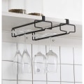 Miniatyrbilde 1 av 5: 2-pakks VinGlassholder Stativ Henger Under Skap VinGlass Stativ Ingen Boring Henger Champagne Goblets Oppbevaring Organizer, Svart