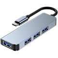 Pikkukuva 1 / 5: USB C Hub USB 3.0 Ohut Alumiinikuori Type C - 4-Porttinen Yhteensopiva MacBook Airin, Mac Pro/Minin, iMacin, XPS:n, PS5:n, Xbox Onen, USB-muistin ja Kannettavan HDD:n kanssa