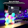 Miniatyrbild 4 av 4: 8-pack Hexagon Vägglampa LED-panel . Smart App RGB Hexagonala Modula Gaming Ljus Musik med Synkronisering Honungskaka Forma Paneler Hexagon Ljus
