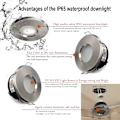 Miniatyrbillede 2 af 5: IP65 vandtæt LED forsænket spotlight, GU10 fatningskonfiguration, egnet (pære ikke inkluderet) Satin Nikkel Downlight udskæring 75mm