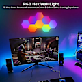 Miniatyrbild 3 av 4: 8-pack Hexagon Vägglampa LED-panel . Smart App RGB Hexagonala Modula Gaming Ljus Musik med Synkronisering Honungskaka Forma Paneler Hexagon Ljus