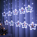 Miniatyrbild 1 av 5: Julgransbelysning för fönster, 3 m julstjärne-gardinlampor USB Xmas ljusslingor Nyhet fönster vinterdekorationer för sovrum inomhus hem, kall vit Cool White