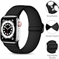 Miniatyrbild 2 av 6: Loop-rem kompatibel med Apple Watch-rem, justerbar stretch nylon flätad sport ersättningsrem för iWatch SE Series 9/8/7/6/5/4/3/2/1