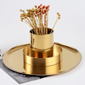Miniatyrbillede 4 af 4: Guld Farvet Penneholder i Rustfrit Stål til Hjemmekontoret, Multifunktionel Penneholder, Mini Dekorativ Vase Green