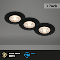 Pikkukuva 2 / 5: 3 LED-upotetun kattovalaisimen sarja, erittäin litteät upotetut valaisimet, IP65 kylpyhuoneen upotetut kohdevalot, mattamusta, 90x25 mm (SxK)