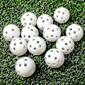 Miniatyrbillede 2 af 5: Øvelsesgolfbolde Flyvegolfbolde Hule Plastikgolftræningsbolde Luftstrømsgolfbolde Til Svingtræning Driving Range Hjemmebrug Indendørs 12 Pak 72mm