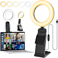 Miniatyrbillede 1 af 5: 5'' Laptop Selfie Ring Light med Stativ - Mini LED Desktop Telefon Ring Light med 5 Dæmpbare Tilstande & 10 Lysstyrkeniveauer til Makeup Streaming Webcam