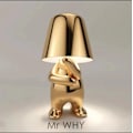 Miniatyrbilde 2 av 5: Nattbord Touch Bordlampe, Gull Thinker Lampe Skrivebordslys Ledningsfri Oppladbar Bærbar Dekorativ Nattbordlampe, Med USB-Lading