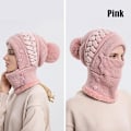 Pikkukuva 3 / 5: Hattu- ja huivisetti, Talvihattusetti, Naisten huivi- ja hattusetti, Naisten huivi, Hattu- ja maskisetti, Joululahja Pink