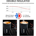 Miniatyrbillede 3 af 5: Rejsemug, Isoleret Kaffe Kop med Lækagesikker Låg - Genanvendelige Kaffe Kopper Rejse - Bil Kaffe Kop - Rustfrit Stål Termokrus, 380ml (Blå) blue