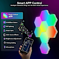 Miniatyrbild 2 av 4: 8-pack Hexagon Vägglampa LED-panel . Smart App RGB Hexagonala Modula Gaming Ljus Musik med Synkronisering Honungskaka Forma Paneler Hexagon Ljus