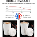 Miniatyrbild 3 av 5: Resemugg, Isolerad Kaffekopp med Läcksäker Lock - Återanvändbara Kaffekoppar Resa - Bilkaffekopp - Rostfritt Stål Termosmugg, 380ml (Vit) white