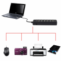 Miniatyrbilde 3 av 4: 7-ports USB-hub, høyhastighets USB 2.0, multi-USB-hub, splitter, bryter, ledningsadapterkabel for bærbare datamaskiner, MacBook, nettbrett, støtter Windows Vista/7/Mac
