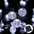 Miniatyrbillede 2 af 5: Solcellehavelys, 11 meter 60 LED Solcelledrevet Lysstreng Vandafvisende, Solcelledrevet Krystal Kugle Dekorative Lys til Have, Festival, Fester, Hvid White