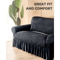 Miniatyrbilde 4 av 5: Loveseat Trekk 1 Del for 2-Pute Sofasofa med Skjørt, Slitesterk Vaskbar, Enkel Passform Universal Møbelbeskytter (2-seters, Svart)