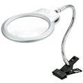 Miniatyrbillede 1 af 5: 2,25x/5x LED-belyst forstørrelsesglas med metal slange, forstørrelsesglas til bord, læsning, LED-lampe med klemme