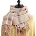 Miniatyrbild 4 av 5: Dam Vinter Tartan Scarf, Lång Vinterscarf, Mjuka Varma Scarfar, Tofssjal, Lång Stola, Julklapp Pink