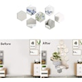 Miniatyrbilde 2 av 7: 24 stk. akryl sekskantede speil, selvklebende fleksible speilfliser, DIY speilkunst for stue soverom TV sofa bakgrunnsveggdekorasjon