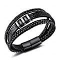 Miniatyrbillede 1 af 5: Sort læderarmbånd til mænd - Mænds gave, 23 cm