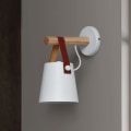 Miniatyrbillede 4 af 4: Væglampe Sconce Moderne Træ Læder Dekorativ Led Væglamper E27 Base Belysningsarmatur (Hvid)