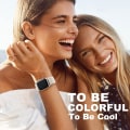 Miniatyrbilde 3 av 5: Loop-stropp kompatibel med Apple Watch-reim, justerbar elastisk nylonflettet sportsreim for iWatch SE Series 9/8/7/6/5/4/3/2/1 Starlight