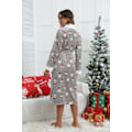 Miniatyrbilde 4 av 5: Santa Claus Flanell Morgenkåpe Nattkjole Loungewear for Kvinner Gray L