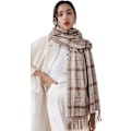 Miniatyrbild 3 av 6: Dam Vinter Tartan Scarf, Lång Vinterscarf, Mjuka Varma Scarfar, Tofssjal, Lång Stola, Julklapp Coffee
