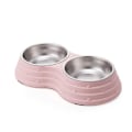 Miniatyrbillede 2 af 3: Dobbelt Hundemadsskåle til Mad og Vand, Premium Aftagelige Dobbelt Skåle i Rustfrit Stål til Kæledyr og Små Hunde Katte osv., 1 stk Pink S