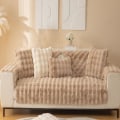 Miniatyrbild 5 av 5: Kaninplysch Soffaöverdrag 70x120CM, Mjukt Varm Soffaöverdrag För Hörnsoffa L-Form, Halksäker Sammet Soffa Kuddfodral, Tjockt Möbelskydd