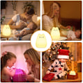 Miniatyrbillede 5 af 5: Natlampe til børn/baby, 7 farver Kawaii kat, genopladelig LED-natlampe, timerfunktion silikone sengelampe, berøringsfølsom gave til piger