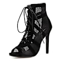 Miniatyrbild 1 av 5: Svarta Ballroom Boots Salsa Tango Skor, Flickor Mode Fest Mesh Cutout Högklack