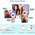 Miniatyrbillede 5 af 5: Selfie Ring Light, Clip-on Ring Light [Genopladelig] med 3 Farver og 40 LED'er, Dæmpbar Selfie Lys til Telefon, Tablet, Laptop, Zoom Møde