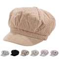 Miniatyrbillede 2 af 4: Visir Beret Kasket Retro Britisk Stil Skygge 8 Panel Kuldebestandig Fløjl Dame