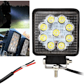 Miniatyrbilde 2 av 5: 2 stk 3 tommer 27W Firkantet Arbeidslys LED Lysbar, Bred Lysstråle Arbeidslys for Offroad Truck SUV og 4x4 Tåkelys