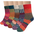 Miniatyrbild 1 av 5: 5 Par Damsockor i Ull, Dam Vinter Varma Stickade Sockor Tjocka Sockor, Julklappar till Kvinnor