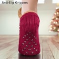 Miniatyrbild 4 av 6: Toffelsockor för män och kvinnor, fluffiga strumpor med grepp, halkfria fleecefodrade, termiskt stöd, julklapp S 35-39 Wine Red 35-39
