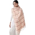 Miniatyrbild 1 av 5: Dam Vinter Tartan Scarf, Lång Vinterscarf, Mjuka Varma Scarfar, Tofssjal, Lång Stola, Julklapp Pink