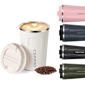 Miniatyrbild 1 av 5: Resemugg, Isolerad Kaffekopp med Läcksäker Lock - Återanvändbara Kaffekoppar Resa - Bilkaffekopp - Rostfritt Stål Termosmugg, 380ml (Vit) white