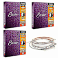 Pikkukuva 1 / 5: 3 kpl Elixir akustisen kitaran kielet Nanoweb Phosphor Bronze Light