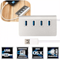 Miniatyrbild 5 av 5: 4 Port USB 3.0 Hub Splitter Hög Hastighet Dataöverföring För Mac PC Laptops Smartphones Tablets Pen Flash Drives (SILVER)