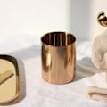 Miniatyrbillede 3 af 4: Rose Gold Rustfri Stål Penholder, Kop til Skrivebordsorganisering, Multifunktionel Mini Blomstervase Gold